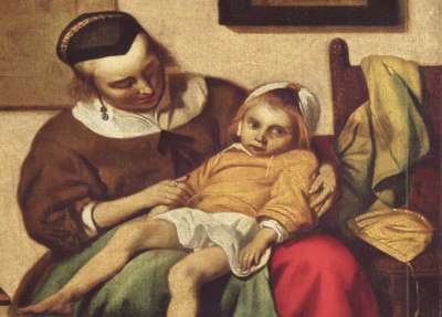 Габриель Метсю, «Больной ребенок» (около 1660 года). Wikimedia Commons
