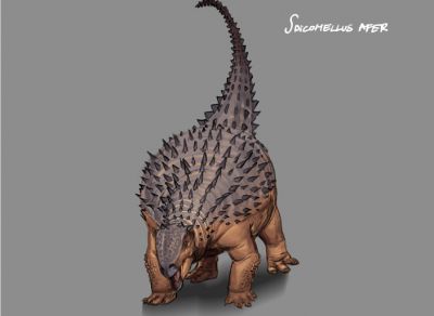 Древнейший из известных анкилозавров Spicomellus afer обитал на территории Африки примерно 168 млн лет назад. Иллюстрация: bidnat из личного твиттера художницы.