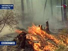 Лесной пожар в Читинской области. Кадр телеканала &quot;Россия&quot;