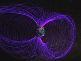 Представление магнитного поля, окружающего Землю. Изображение NASA
