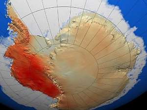 Карта Антарктики. Темным цветом показаны наиболее потеплевшие регионы. Изображение с сайта washington.edu