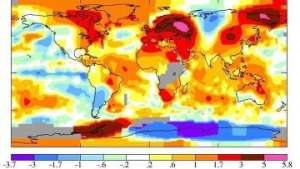 Глобальная карта температурных аномалий июля 2010 года. Фото: © NASA Goddard Institute for Space Studies