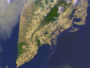 Вид Камчатки из космоса. Фото с сайта pacificinfo.ru