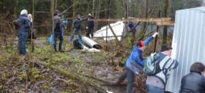 Активисты экологических движений снесли забор в Невском лесопарке. Фото: http://47news.ru