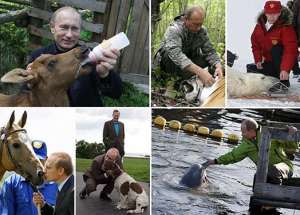 Владимир Путин и животные. Коллаж с сайта http://www.kasjauns.lv