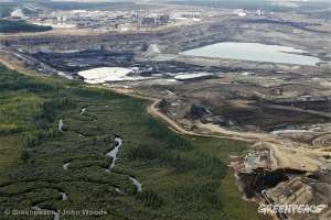 Разработка нефтеносных песков в Канаде разрушает девственные леса. Фото: Greenpeace
