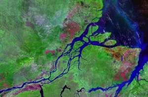 Устье Амазонки. Фото со спутника NASA.