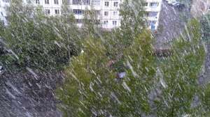 Снег выпал в ямальском городе Надым после 30-градусной жары. Фото: ntv.ru