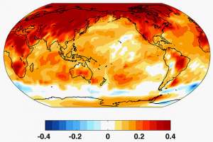 Изменение температуры поверхности Земли за последние 50 лет. Изображение: Kyle Armour / University of Washington