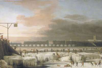 Замерзшая Темза изображена на картине художника Абрахама Хондиуса (1677). Из собрания Лондонского музея. Фото: wikipedia.org