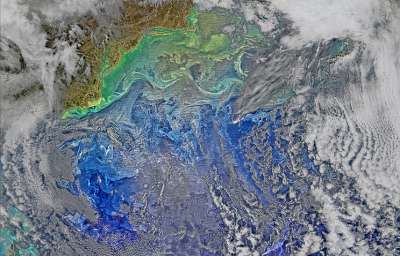 По оценкам авторов исследования, изучавших донные отложения в Атлантике, процесс ослабления течения начался в 1800-х годах и за последние 150 лет оно потеряло от 15 до 20% силы © REUTERS/NASA/NOAA/Handout via Reuters