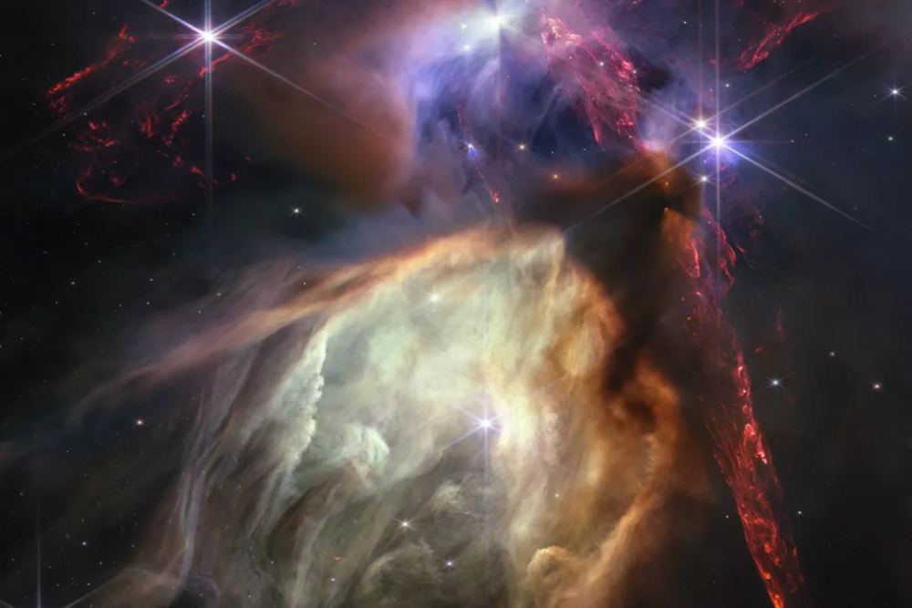 Телескоп Уэбба рождение звезды в газопылевом облаке, расположенном на расстоянии всего 360 световых лет от Земли. Фото: NASA, ESA, CSA, STScI, Klaus Pontoppidan (STScI)