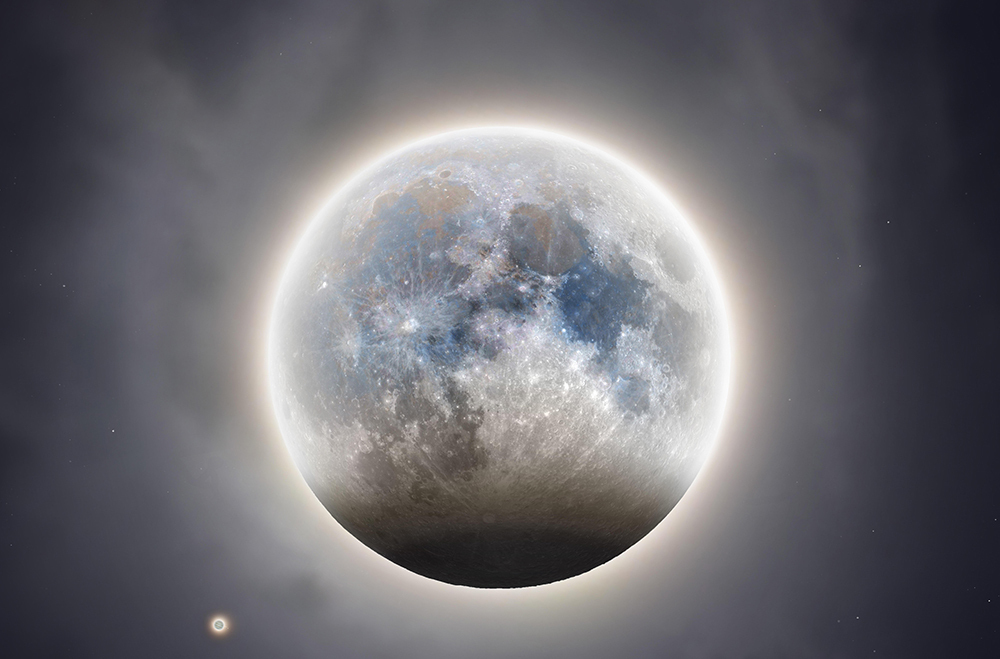 Удивительное по красоте и детализации любительское фото: астрофотограф изображение Луны и Юпитера из 240 000 кадров. Фото: astronophilos / Reddit
