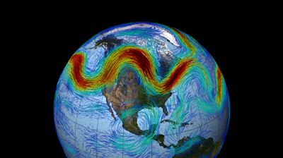 Траектория Североатлантического высотного струйного течения, построенная по данным НАСА. Иллюстрация NASA.