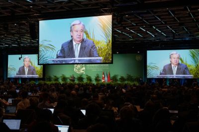 Генеральный секретарь ООН в ходе выступления на Конференции по разнообразию. Фото: ООН / Э. Шнайдер.