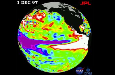Эль-Ниньо 1997 года (TOPEX).