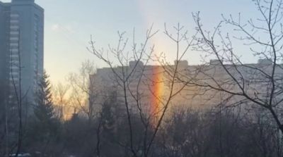 Зимняя радуга в Москве. Фото: Евгений Тишковец/Telegram.