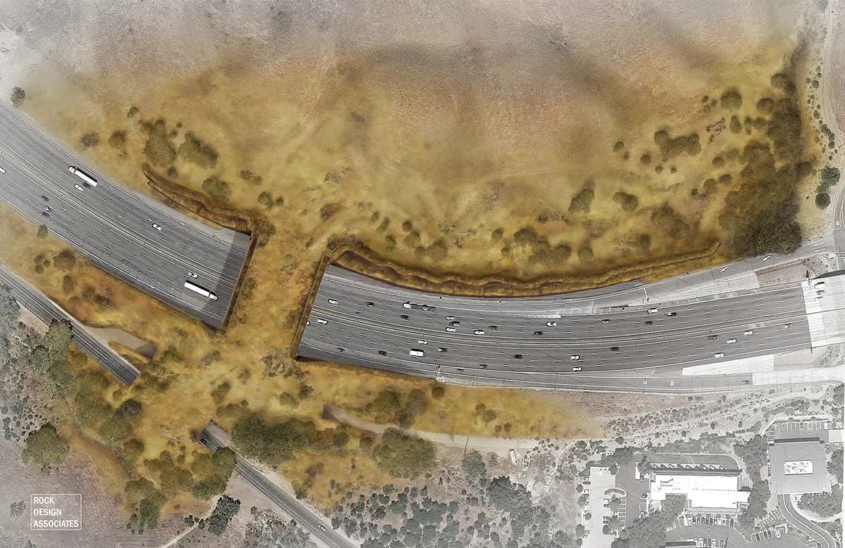 Рендер перехода через автостраду. Иллюстрация: Rock Design Associates и National Wildlife Federation