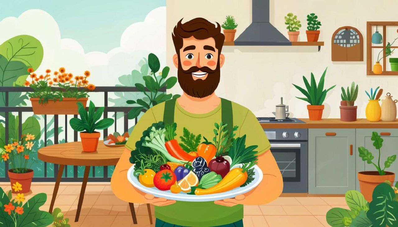 Веганы питаются и пользуются только растительными продуктами. Иллюстрация: нейросеть