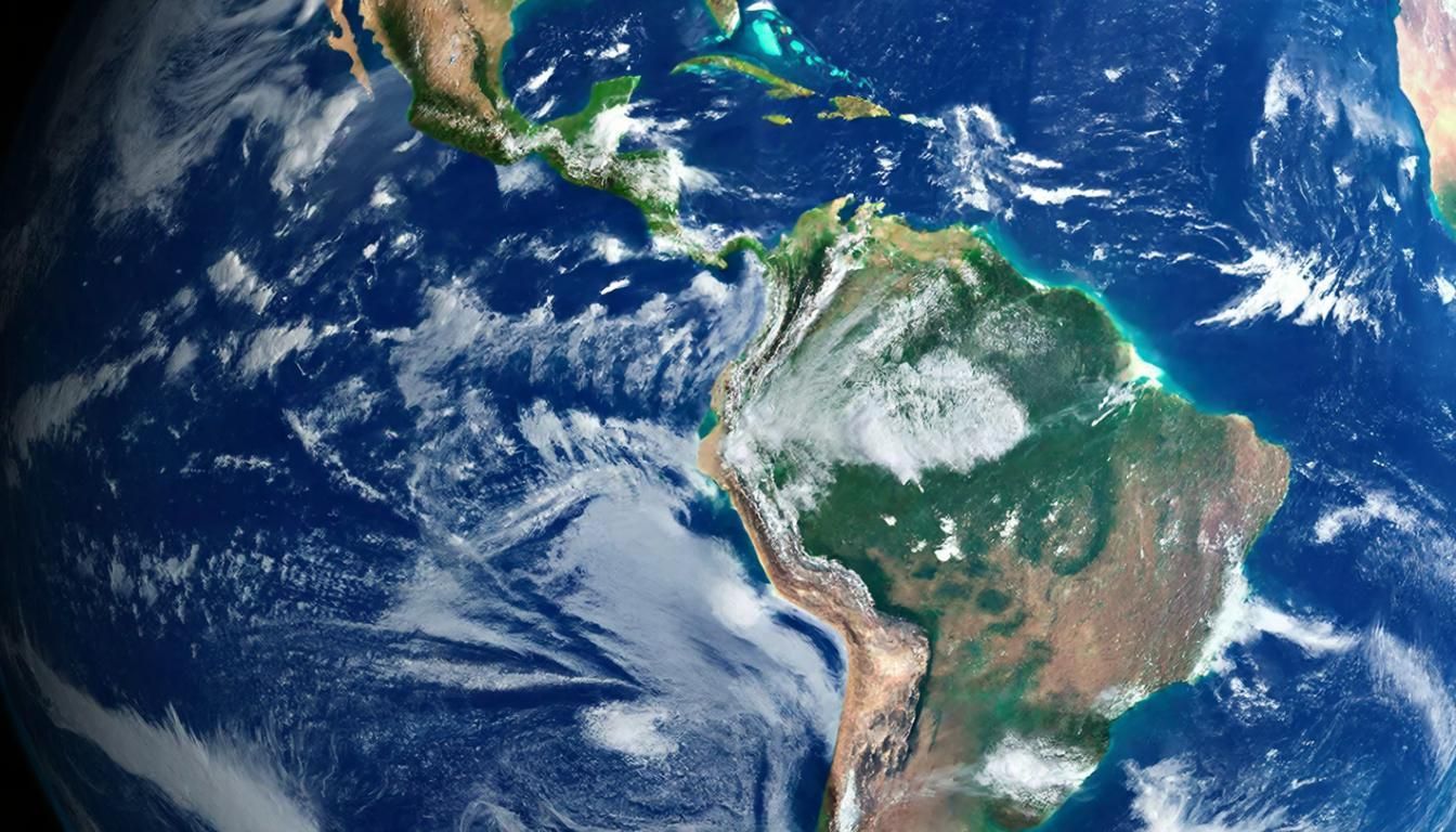 Климатические изменения, видимые из космоса. Иллюстрация: ECOportal.su / ИИ