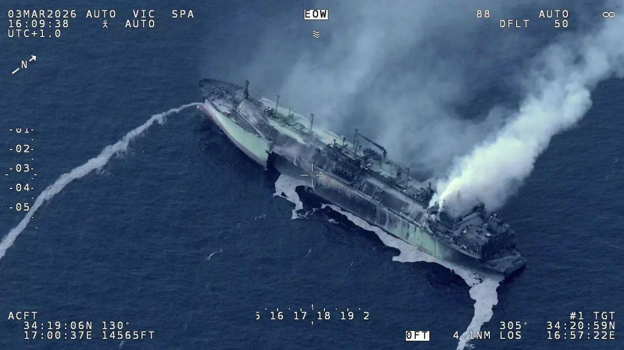 Российский танкер Arctic Metagaz после атаки в Средиземном море