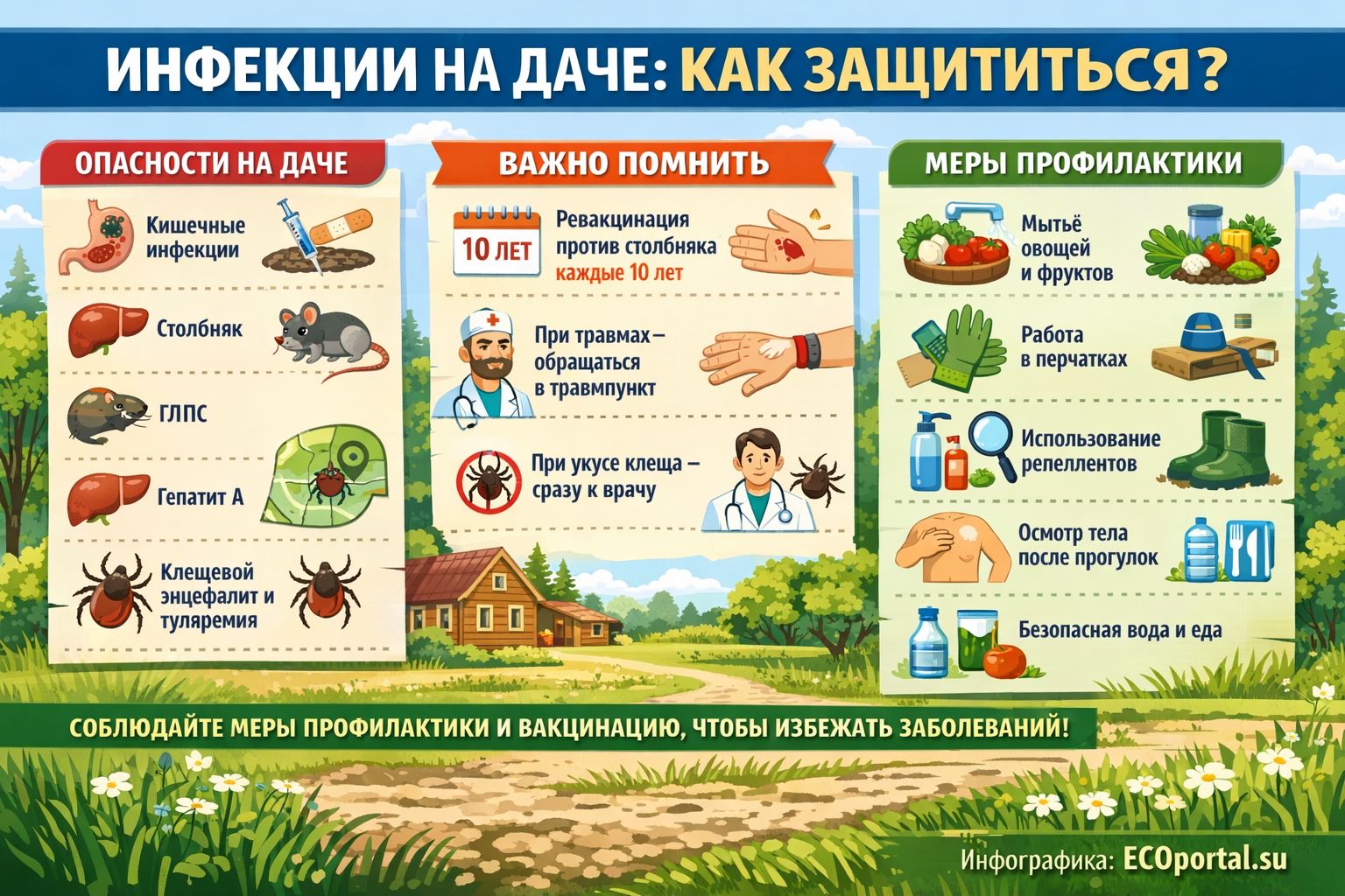 Соблюдайте меры профилактики на даче. Иллюстрация: ECOportal.su