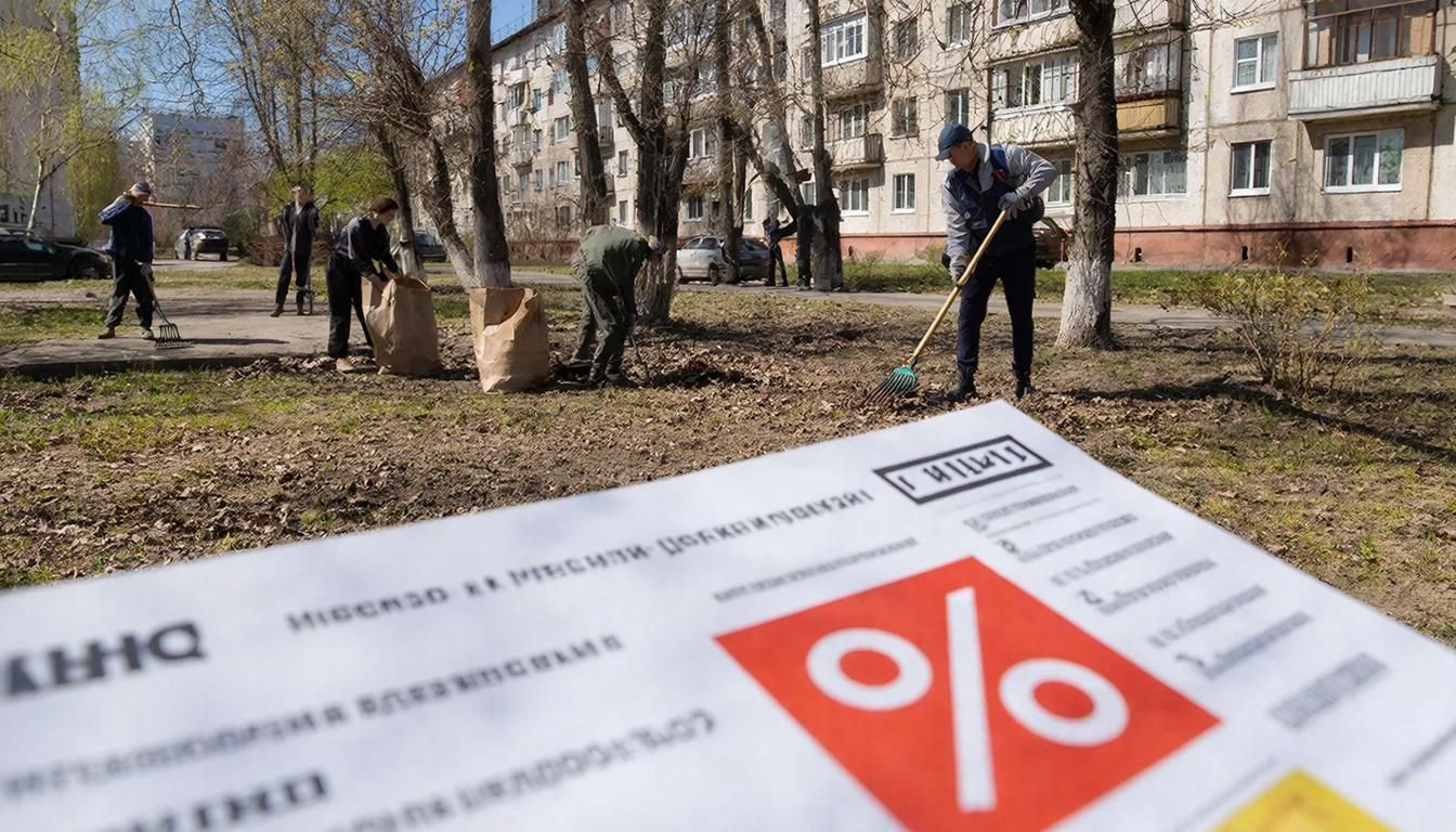 Добровольная уборка придомовой территории весной может стать поводом для снижения платы за содержание жилья. Иллюстрация: ECOportal.su / ИИ