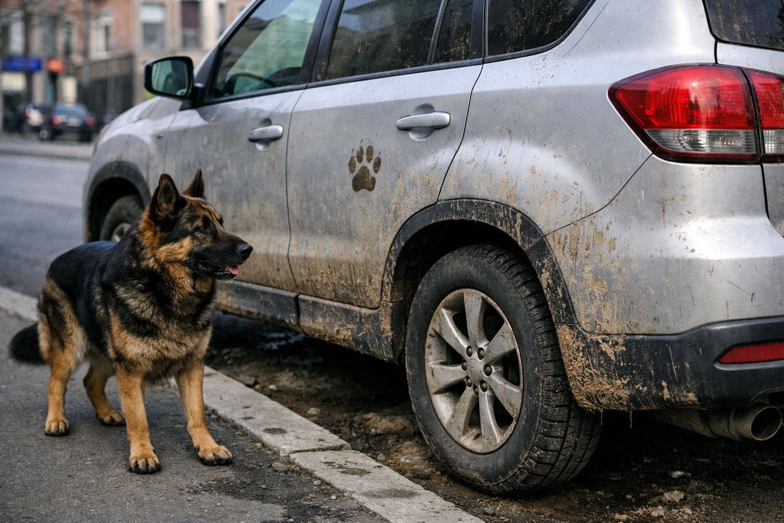 Владелец испачканного собакой автомобиля вправе требовать возмещения ущерба. Иллюстрация: ECOportal.su / ИИ