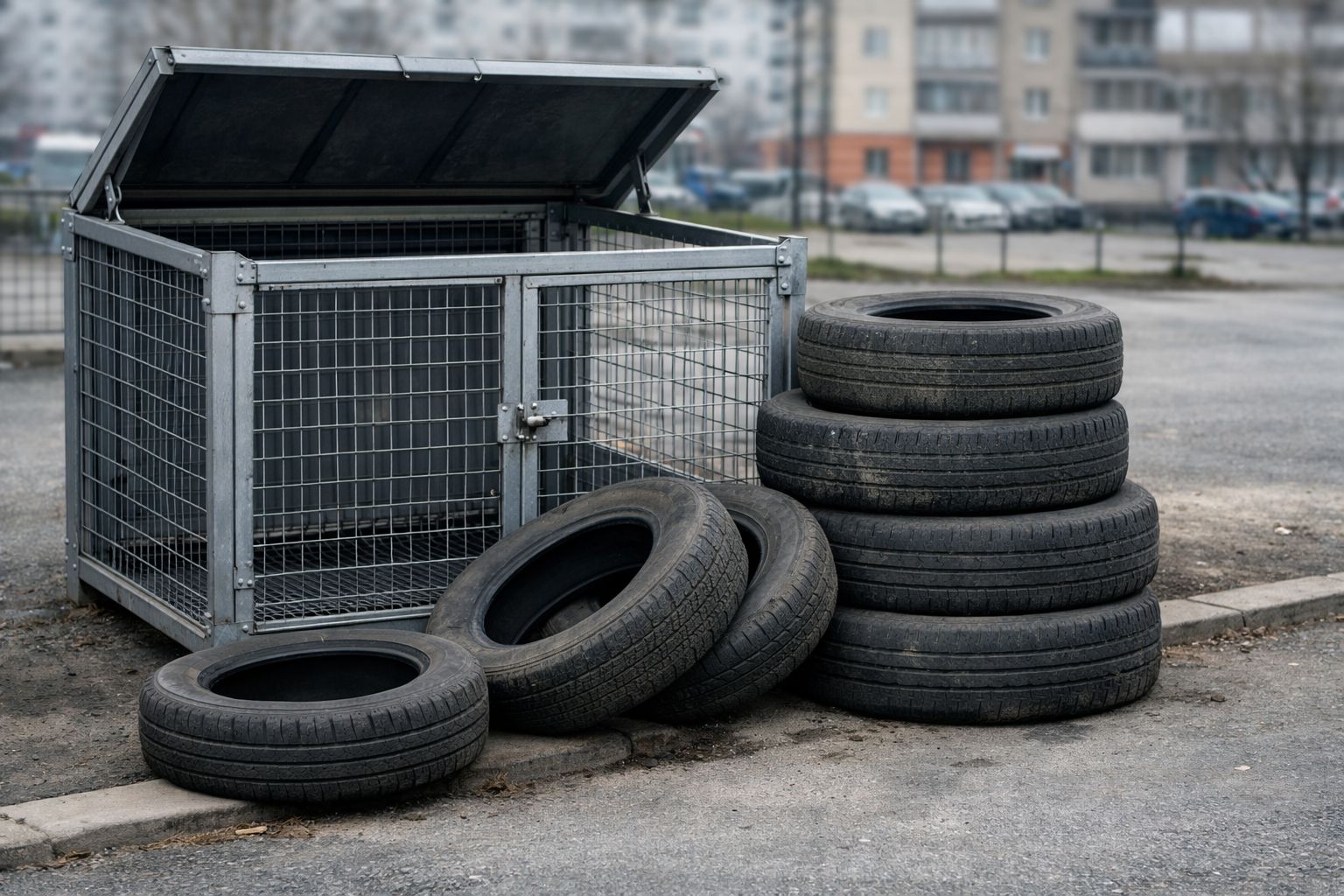 Автомобильные шины не считаются бытовым мусором. Иллюстрация: ECOportal.su / ИИ