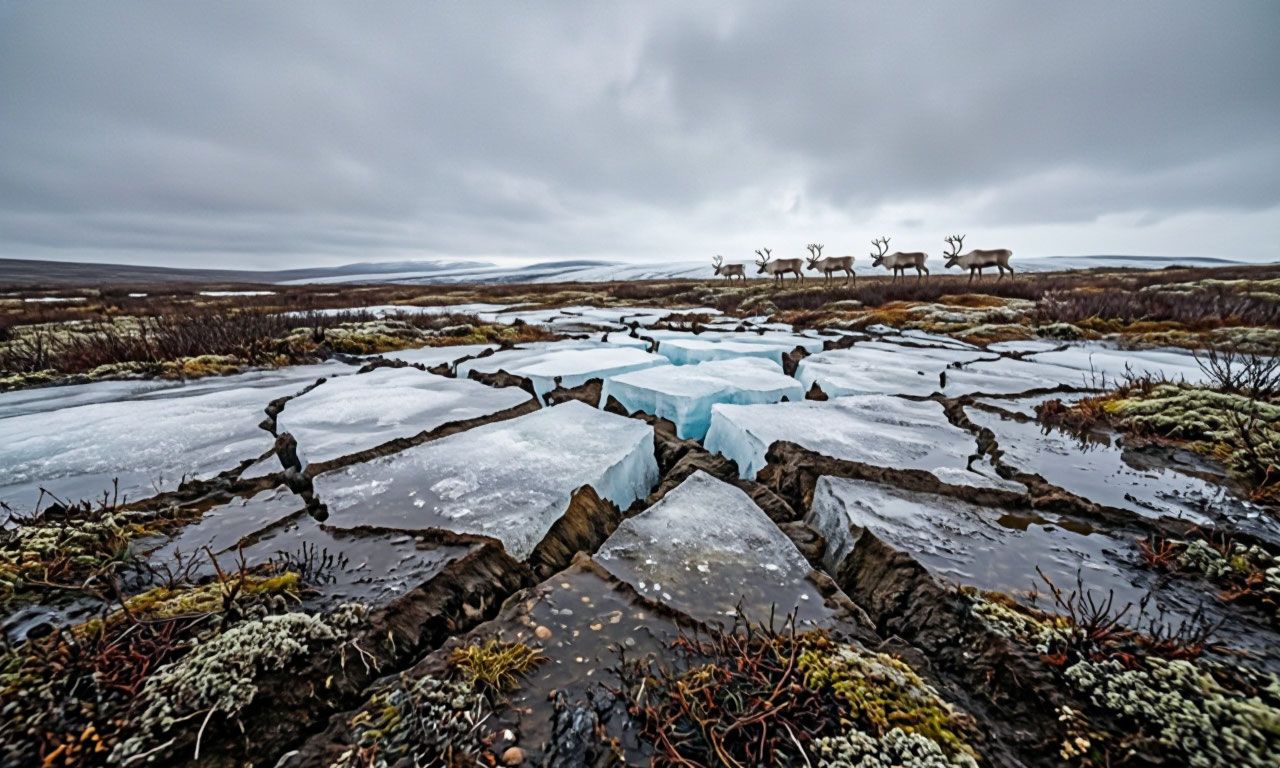 Глубина протаивания мерзлоты растёт катастрофически — климат не остановить. Иллюстрация: ECOportal.su / ИИ