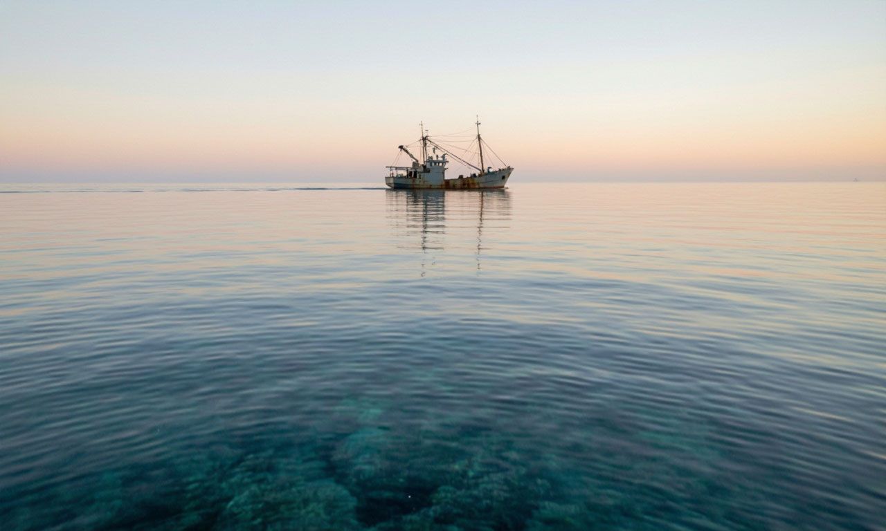 Рыболовецкое судно в водах. Иллюстрация: ECOportal.su / ИИ