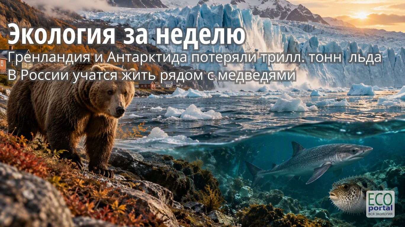 Гренландия и Антарктида потеряли 12 трлн тонн льда. В России учатся жить рядом с медведями. Иллюстрация: ECOportal.su / ИИ