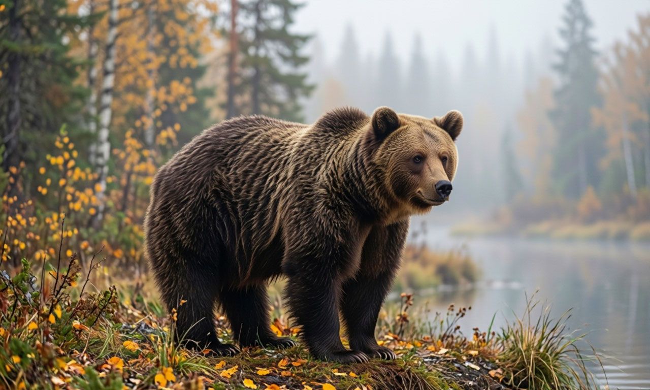 Одинокий бурый медведь. Иллюстрация: ECOportal.su / ИИ
