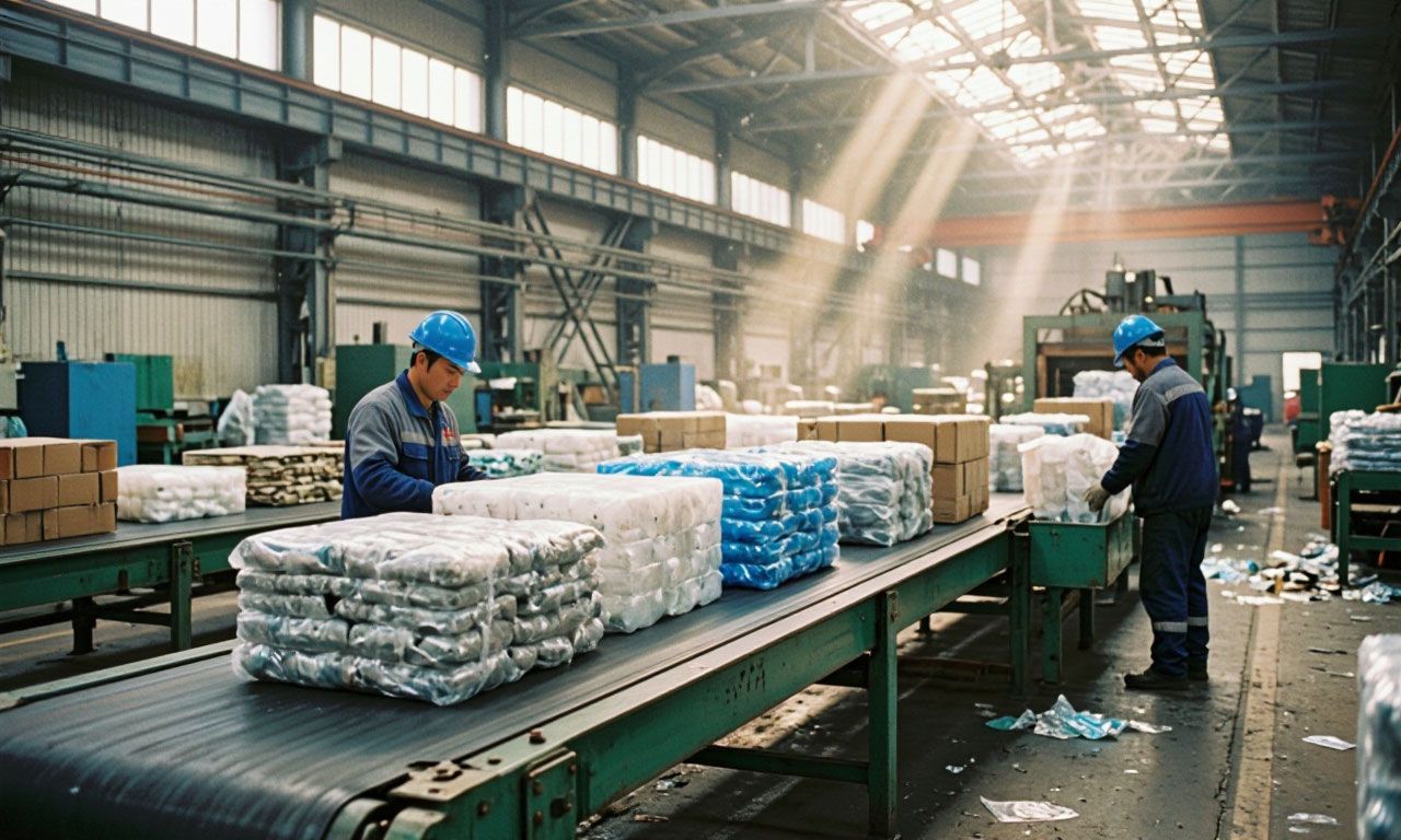 Завод по переработке пластика. Иллюстрация: ECOportal.su / ИИ