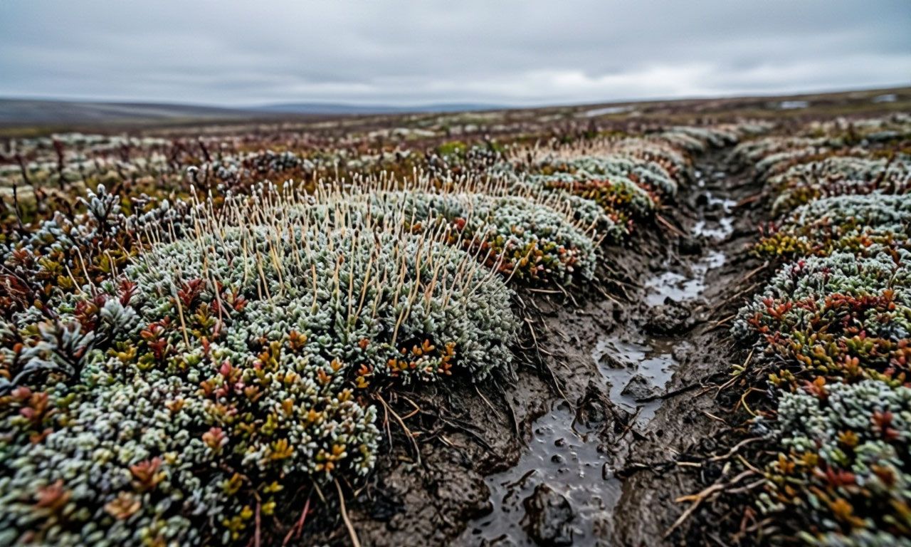 Тонкий плодородный слой тундры под угрозой перевыпаса. Иллюстрация: ECOportal.su / ИИ