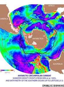 Течение Западных ветров охватывает Антарктику и смешивает воды трех океанов.