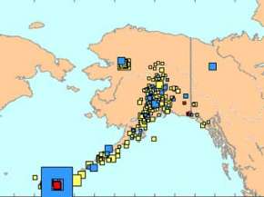 Карта района землетрясения с сайта earthquake.usgs.gov. Эпицентр землетрясения отмечен красным