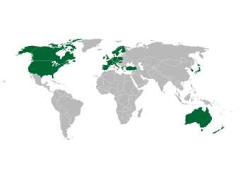 Зеленым отмечены страны-участники Международного энергетического агентства. Изображение с сайта IEA