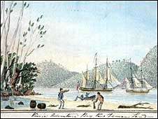 Фрагмент рисунка офицера корабля &quot;Провиденс&quot; 1792 года
