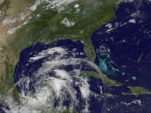 Тропический шторм &quot;Алекс&quot;. Фото с метеорологического спутника, переданное ©AFP