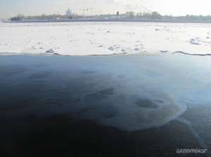 Залповый сброс нефтепродуктов на Неве. Фото: http://www.greenpeace.org