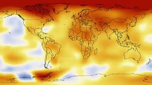 Отличие температуры 2010 года от среднего показателя 1951–1980 гг. Чем темнее, тем жарче. (Данные Goddard Institute for Space Studies.)