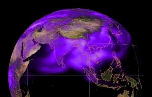 Распространение чёрного углерода в атмосфере (изображение NOAA).