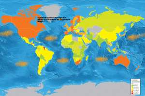 Производство мусора на душу населения по странам мира