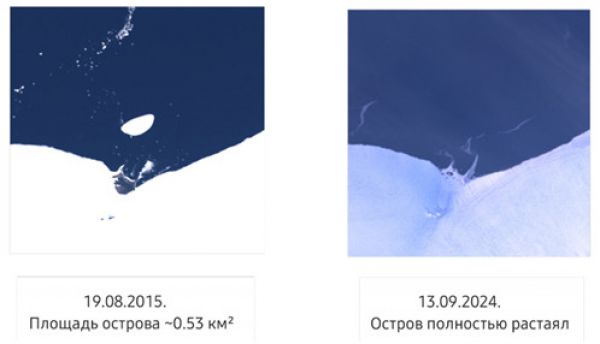 По состоянию на 19 августа 2015 года площадь острова Месяцева составляла около 53 га, 12 августа 2024 года на снимке был зафиксирован маленький ледяной островок размером 3 га. Еще через месяц (13 сентября 2024 года) остров окончательно исчез со снимков.