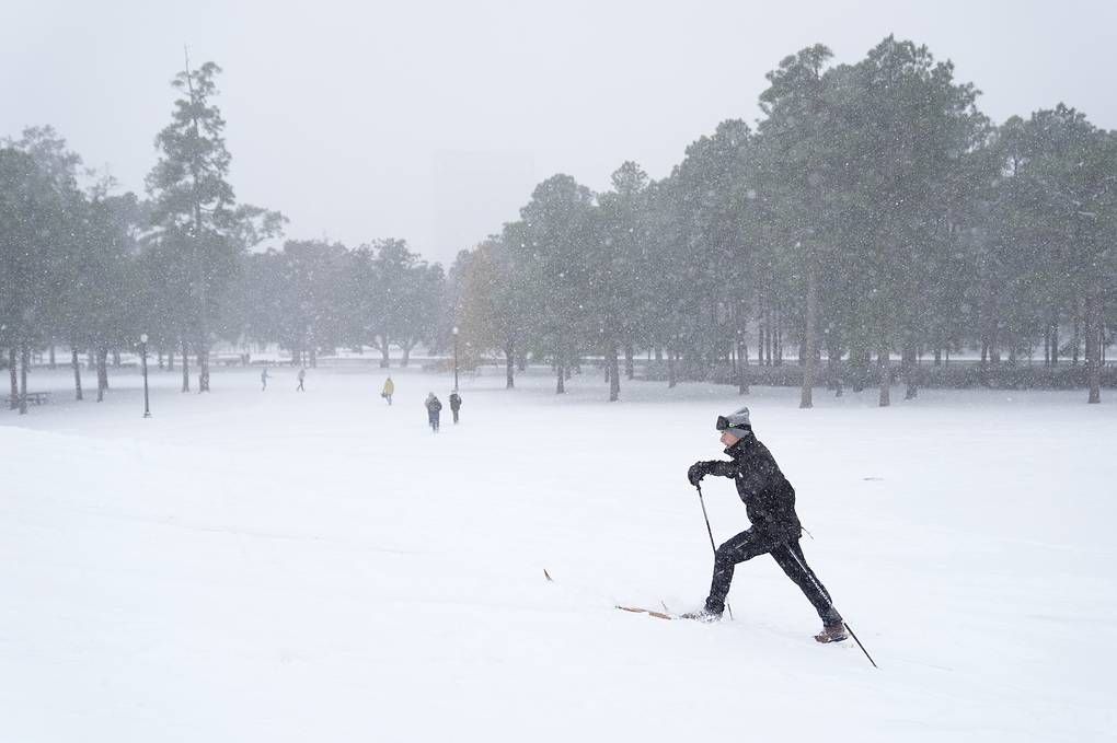 Снегопад в Хьюстоне. Фото: AP Photo/Ashley Landis